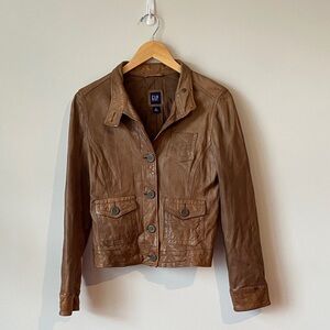 GAP Women's Light Brown Leather Jacket